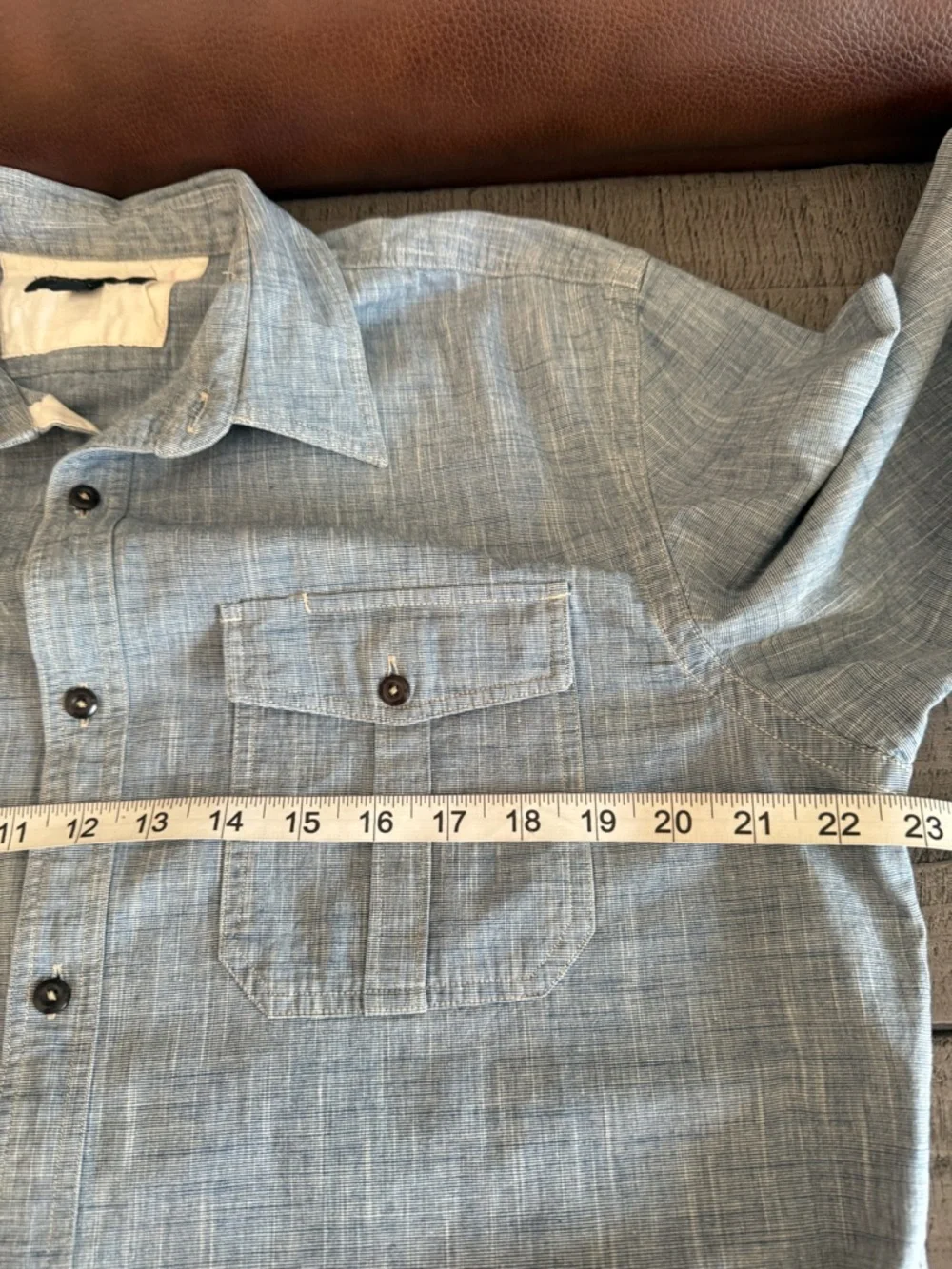 Banana Republic Light‎ Blue Striped Utility Shirt 16-16 1/2. 100% Cotton